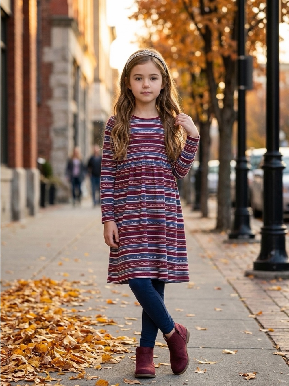 Lands' End Girls 10 Cotton Fair Isle Striped Knit Dress